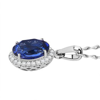 Rhapsody AAAA Tansanit, Wei&szlig;er Diamant Schmuckset ca. 50 cm 950 Platin ca. 3.04 ct