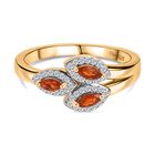 Djoy AA Mexikanischer Purpurroter Feuer Opal, Weißer Zirkon Ring 925 Silber 750 Gelb Vergoldet (Größe 20.00) ca. 0.40 ct