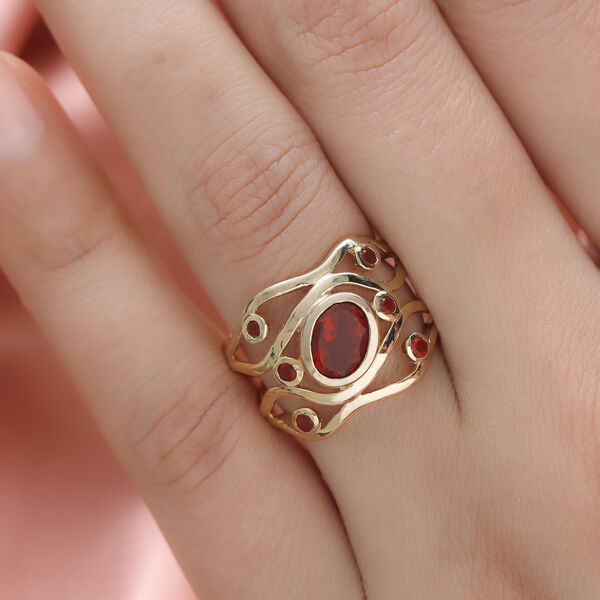 Mexikanischer Kirschfeuer Opal-Ring, 925 Silber Gelbgold Vermeil  ca. 1,02 ct image number 2