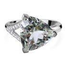Prasiolite, weißer Zirkon Ring, 925 Silber platiniert (Größe 17.00) ca. 5.30 ct