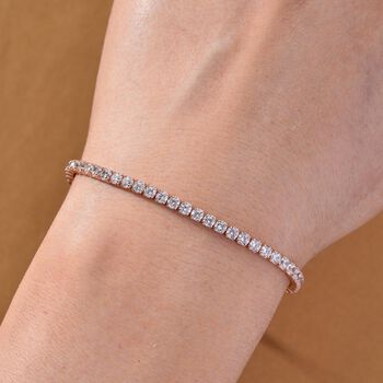 LUSTRO STELLA wei&szlig;es Zirkonia 20cm Armband, 925 Silber ros&eacute;vergoldet - 3,45 ct.