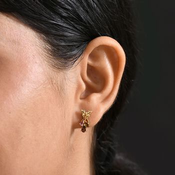 D joy Mehrfarbige-Turmalin Ohrringe 925 Silber 750 Gelb Vergoldet ca. 0.80 ct