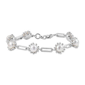 Süßwasser Perle (7.5-8 mm)Armband ca. 19 cm Messing