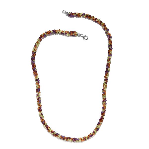 Mehrfarbig Edelsteine Halskette 50 cm Lange 925 Silber ca. 100,00 ct image number 4