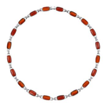 Roter Achat, Wei&szlig;er Kristall Halskette ca. 50 cm