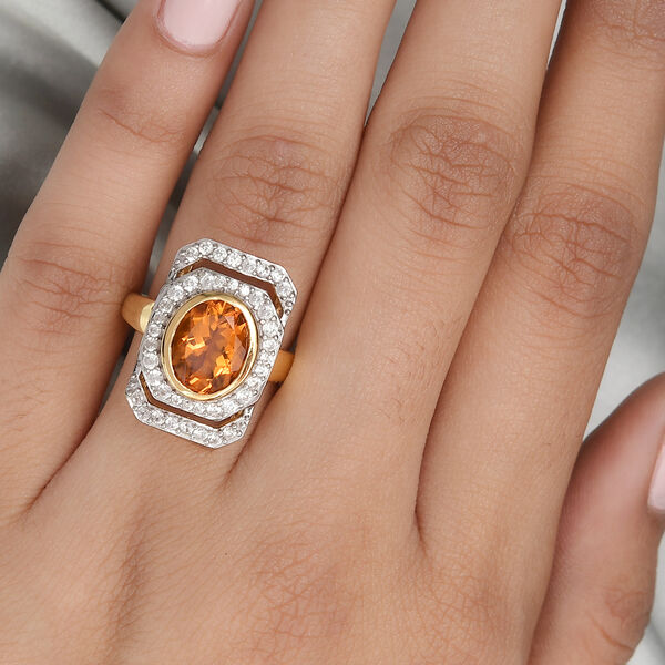 Madeira Citrin und Zirkon Ring 925 Silber vergoldet  ca. 3,24 ct image number 3