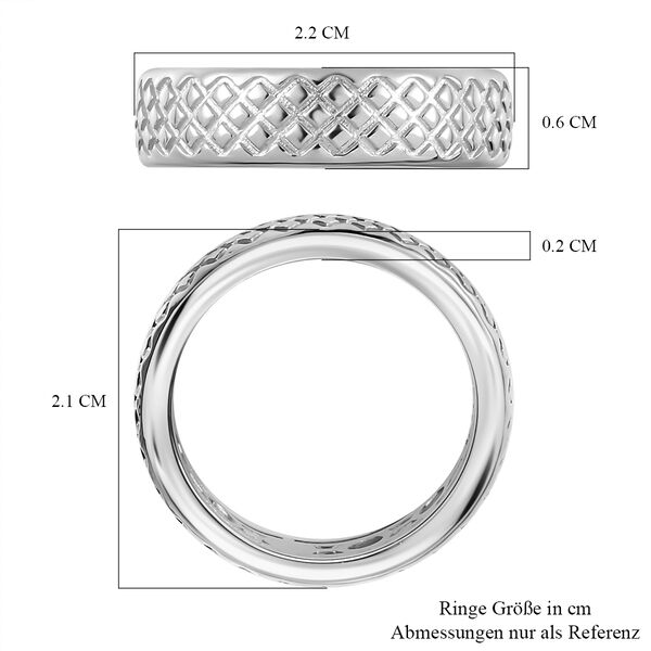 Handgearbeiteter Bandring mit Diamantschliff-Muster, 925 Silber image number 9