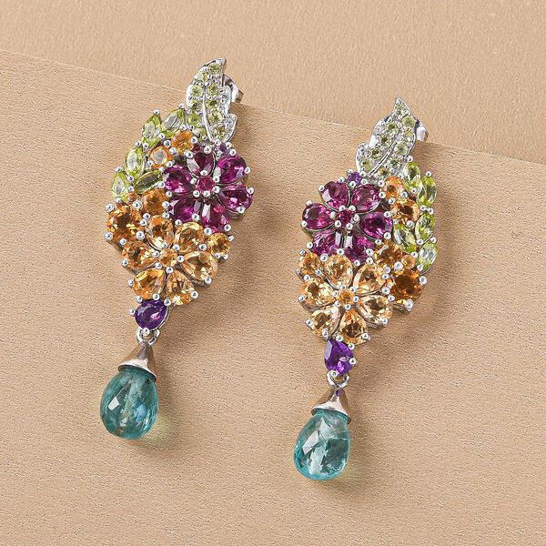 GP Italian Garden Kollektion - Florale Ohrh&auml;nger mit mehrfarbigen Edelsteinen in Silber image number 2