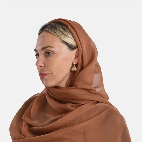  LA MAREY signature 100% silk scarf, "Silk earring  Material:silk & alloy &925 silver pin size:2.5*1.8cm color:brown" image number 6