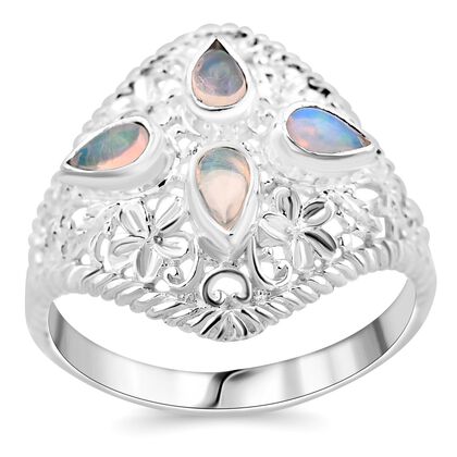 Nat&uuml;rlicher, &auml;thiopischer Welo Opal Ring 925 Silber (Gr&ouml;&szlig;e 17.00) ca. 0,60 ct