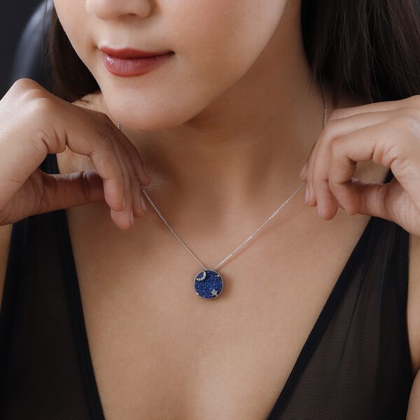 GP Celestial Dream Kollektion - Blauer Drusen Quarz Tansanit, Zirkon und blauer Saphir-Anh&auml;nger mit Kette image number 2