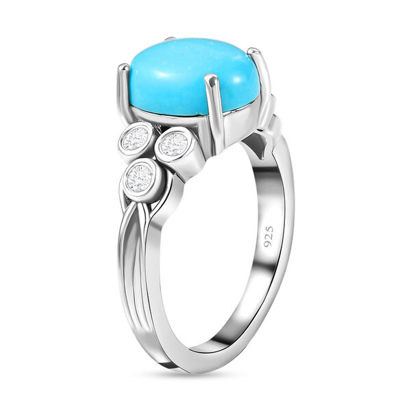 Amerikanischer, Natürlicher Sleeping Beauty Türkis und weißer Zirkon-Ring, 925 Silber platiniert  ca. 2,50 ct image number 5