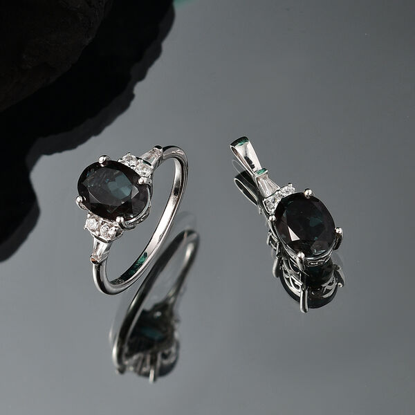 Alexandrit Quarz Triplette Schmuckset 925 Silber rhodiniert ca. 6,94 ct. image number 1