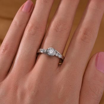 Moissanit Ring, 925 Silber rhodiniert - 0,74 ct.