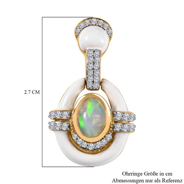 AA natürliche, äthiopische Welo Opal und Zirkon-Ohrringe - 1,80 ct. image number 7