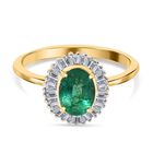 AAA Kagem Zambian Smaragd, Weißer Diamant Ring, 585 Gold (Größe 18.00) ca. 1.43 ct
