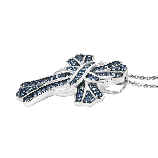 LUXURIANT VS Labor blauer Diamant Anh&auml;nger mit 50cm Kette - 0,51 ct. image number 4