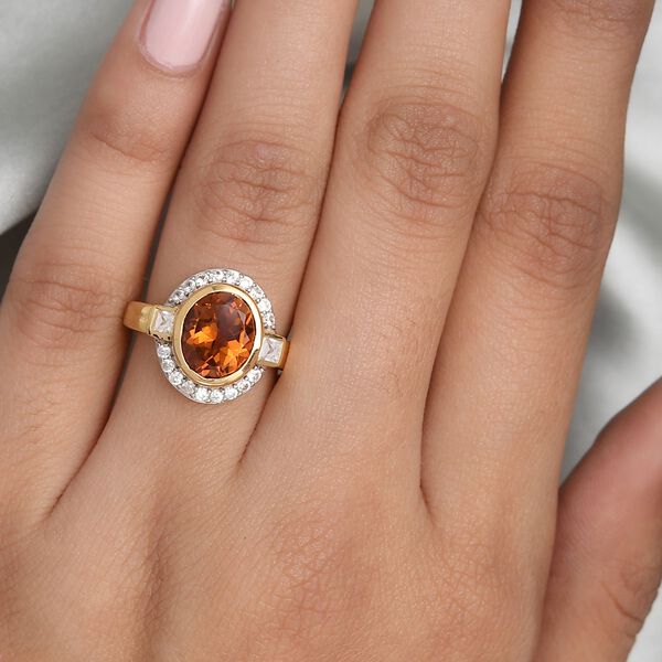 Madeira Citrin und Zirkon Ring 925 Silber vergoldet  ca. 2,93 ct image number 3