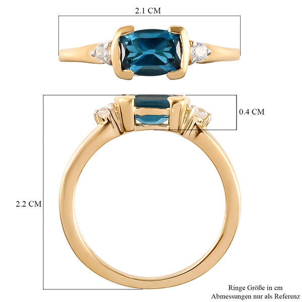 London Blau Topas und Zirkon Ring 925 Silber vergoldet image number 7