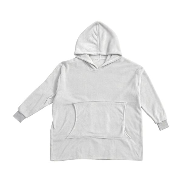 Flauschiger Flanell Hoodie mit gro&szlig;er Tasche, hellgrau