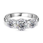 Moissanit Ring, 925 Silber rhodiniert (Größe 19.00) ca. 1.81 ct