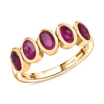 D'Joy Afrikanischer Rubin (Fissure gef&uuml;llt) Ring 925 Silber 750 Gelb Vergoldet (Gr&ouml;&szlig;e 20.00) ca. 1,69 ct