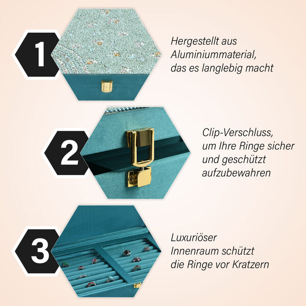 Schmuckbox bestickt mit Perlen und Pailletten, Türkis image number 3