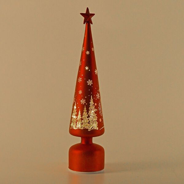 LED-Deko-Tannenbaum mit drehendem Licht, Glas, 9x41 cm, Rot image number 1