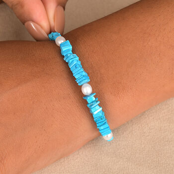 T&uuml;rkis und S&uuml;&szlig;wasser Perle 19+5cm Armband