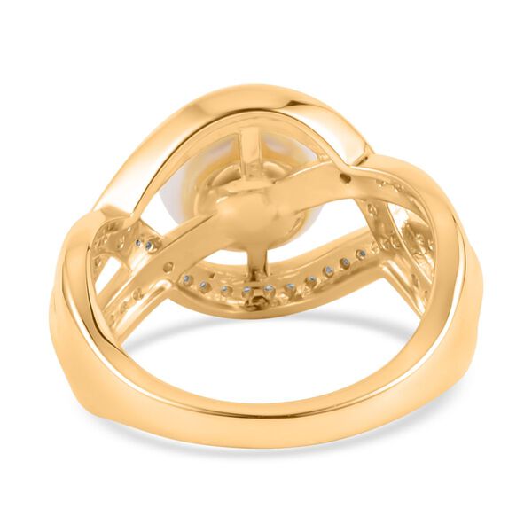 Wei&szlig;e S&uuml;&szlig;wasser Perle, Wei&szlig;er Zirkonia Ring, Messing (Gr&ouml;&szlig;e 16.00) ca. 0.80 ct image number 6