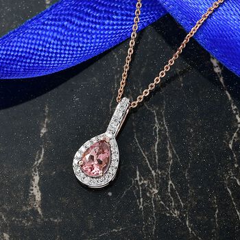 D'Joy AA Blush Turmalin und Zirkon Anh&auml;nger mit 50cm Kette - 1 ct.