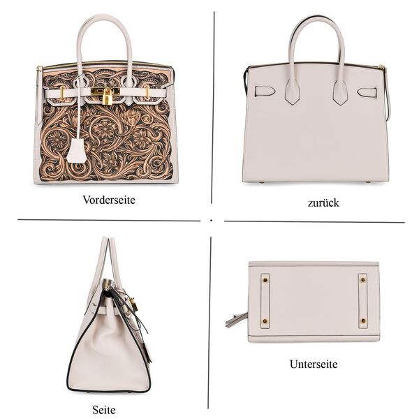 Grand Pelle  - Designer-inspirierte Echtleder Handtasche, wei&szlig; image number 5