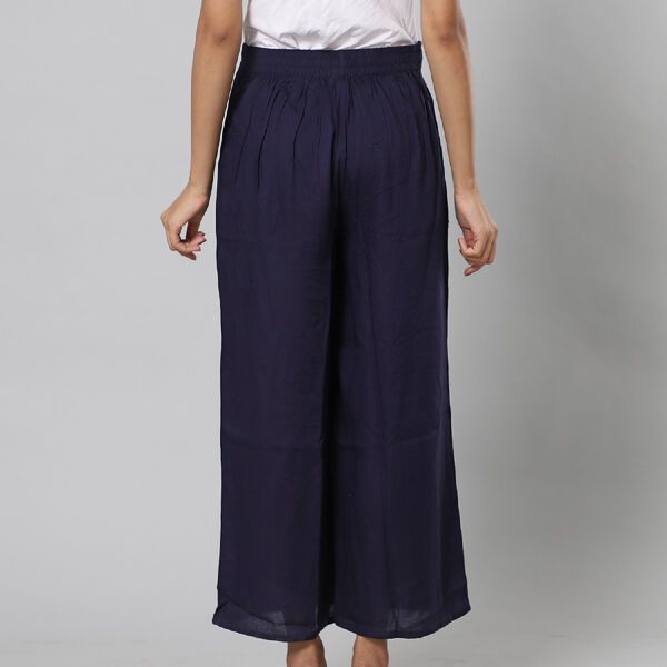 Einfarbige Palazzo Hose, Gr&ouml;&szlig;e L/XL, Dunkelblau  image number 5