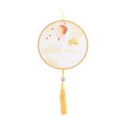 "Brand:LIVMORE Double-sided embroidery Silk wall decoration with  Jade tassel-Round shape                                                                                                             Size Dia: 20cm Pattern:Yellow Phoenix