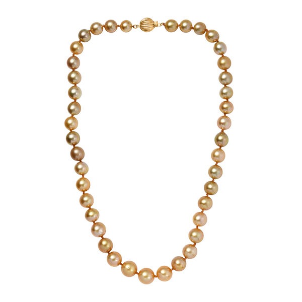 AAAA Goldene Südsee Perle (7-12 mm) Halskette ca. 45 cm 750 Gold image number 3