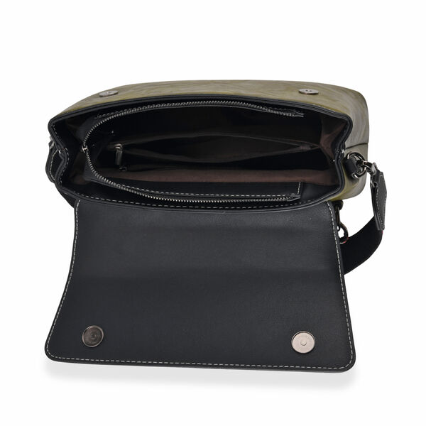 LA MAREY  florale Kunstprint Crossbody Tasche mit gemustertem Schulterriemen, 29x11x21cm, Gr&uuml;n image number 5