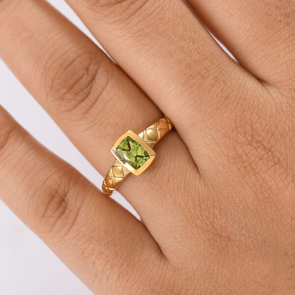 Peridot Ring 925 Silber vergoldet (Gr&ouml;&szlig;e 19.00) ca. 0,90 ct image number 3