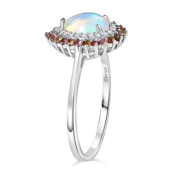 D'Joy AA Natürlicher, äthiopischer Welo Opal, Mehrfarbig-Turmalin Ring 925 Silber rhodiniert (Größe 17.00) ca. 1.74 ct image number 5