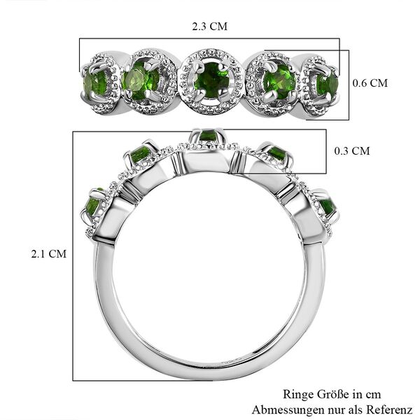 Nat&uuml;rlicher Chromdiopsid Ring, 925 Silber platiniert, (Gr&ouml;&szlig;e 21.00) ca. 0.72 ct image number 7