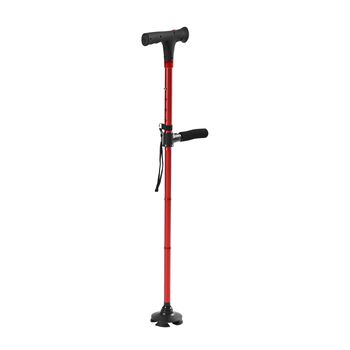 Klappbarer Smart-Walking-Stick mit drehbarem LED-Frontlicht und SOS-Alarm, Rot