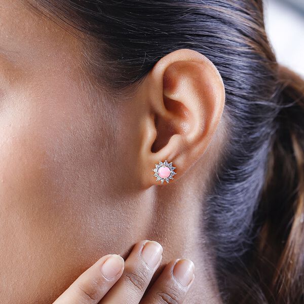 AA rosa Opal und Zirkon Ohrringe, 925 Silber, 1,47 ct. image number 3