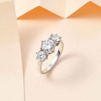 Moissanit Ring, 925 Silber rhodiniert - 2,06 ct.