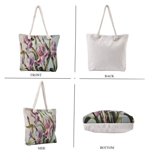 Jacquard gewebte Jute-Tasche, mit Lilie Design, 42x34 cm image number 4