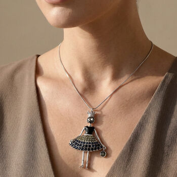 Mehrfarbiger Kristall Ballerina Anh&auml;nger mit Kette ca. 63.5 cm + 5 cm Extender, Legierung, Legierung emailliert