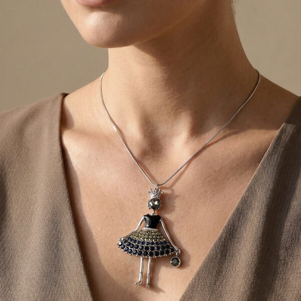 Mehrfarbiger Kristall Ballerina Anh&auml;nger mit Kette ca. 63.5 cm + 5 cm Extender, Legierung, Legierung emailliert image number 3