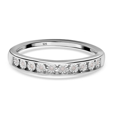 Half Eternity Diamant Ring, 925 Silber platiniert