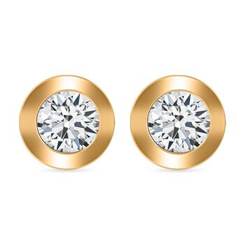 Rundschliff Moissanit Ohrringe, 925 Silber Gelbgold Vermeil ca. 3.51 ct