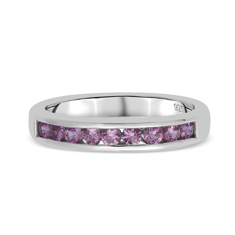 Rosa Saphir Half Eternity Band Ring 925 Silber Platin-Überzug image number 0