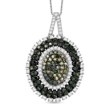 D'Joy gr&uuml;ner und wei&szlig;er Diamant Anh&auml;nger mit 50cm Kette - 1 ct.