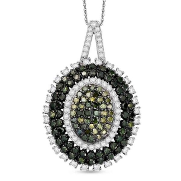 D'Joy gr&uuml;ner und wei&szlig;er Diamant Anh&auml;nger mit 50cm Kette - 1 ct.